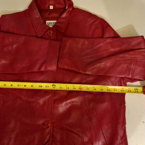 CHIC'S  Design Jacket Red Leather  Blazer Button Down  Size 12/44 chest - Picture 9 of 12